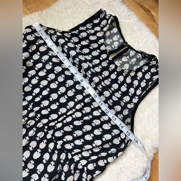 Madewell ruffle 100% viscose bloomstamp swingy peplum top size xxs black white - Picture 14 of 15